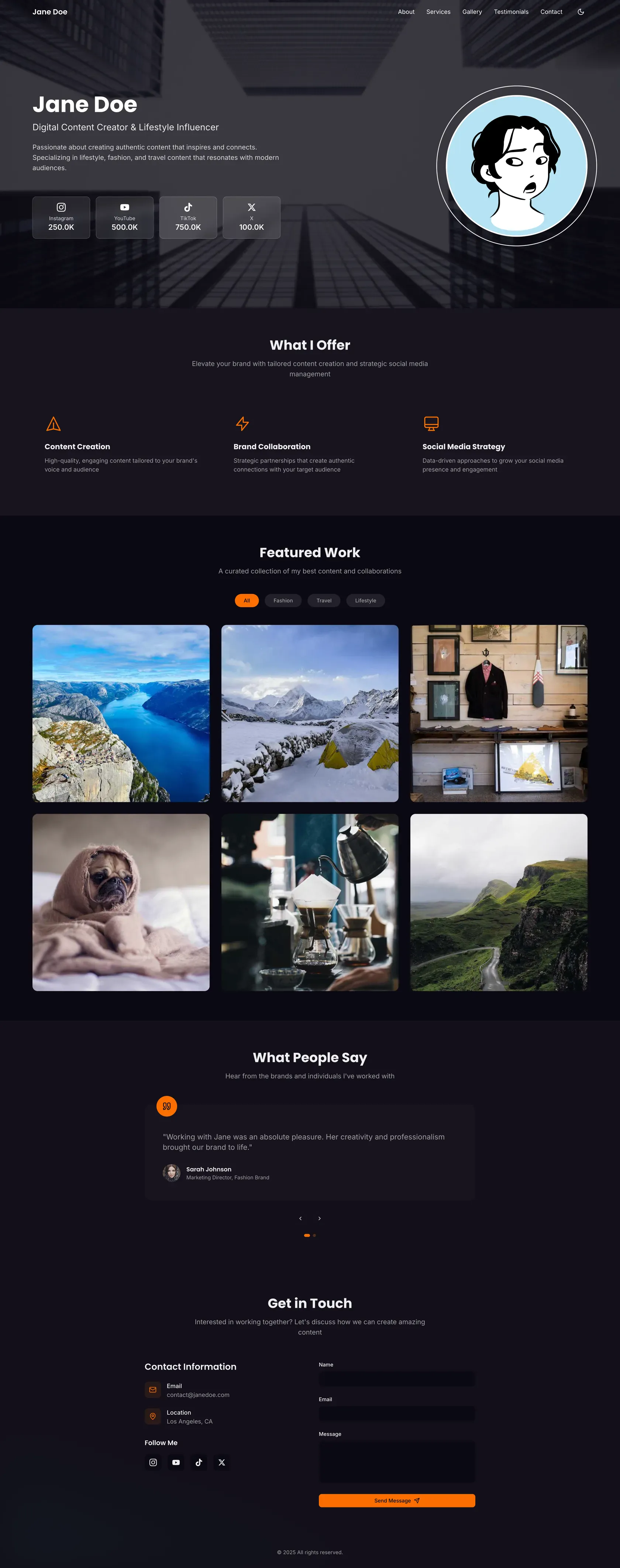 Crafluencer - Influencer Landing Page preview 2