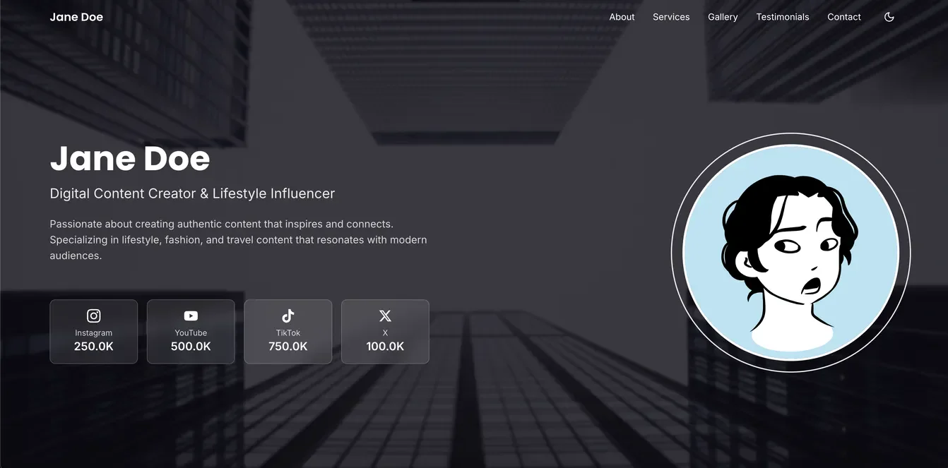 Crafluencer - Influencer Landing Page preview 1